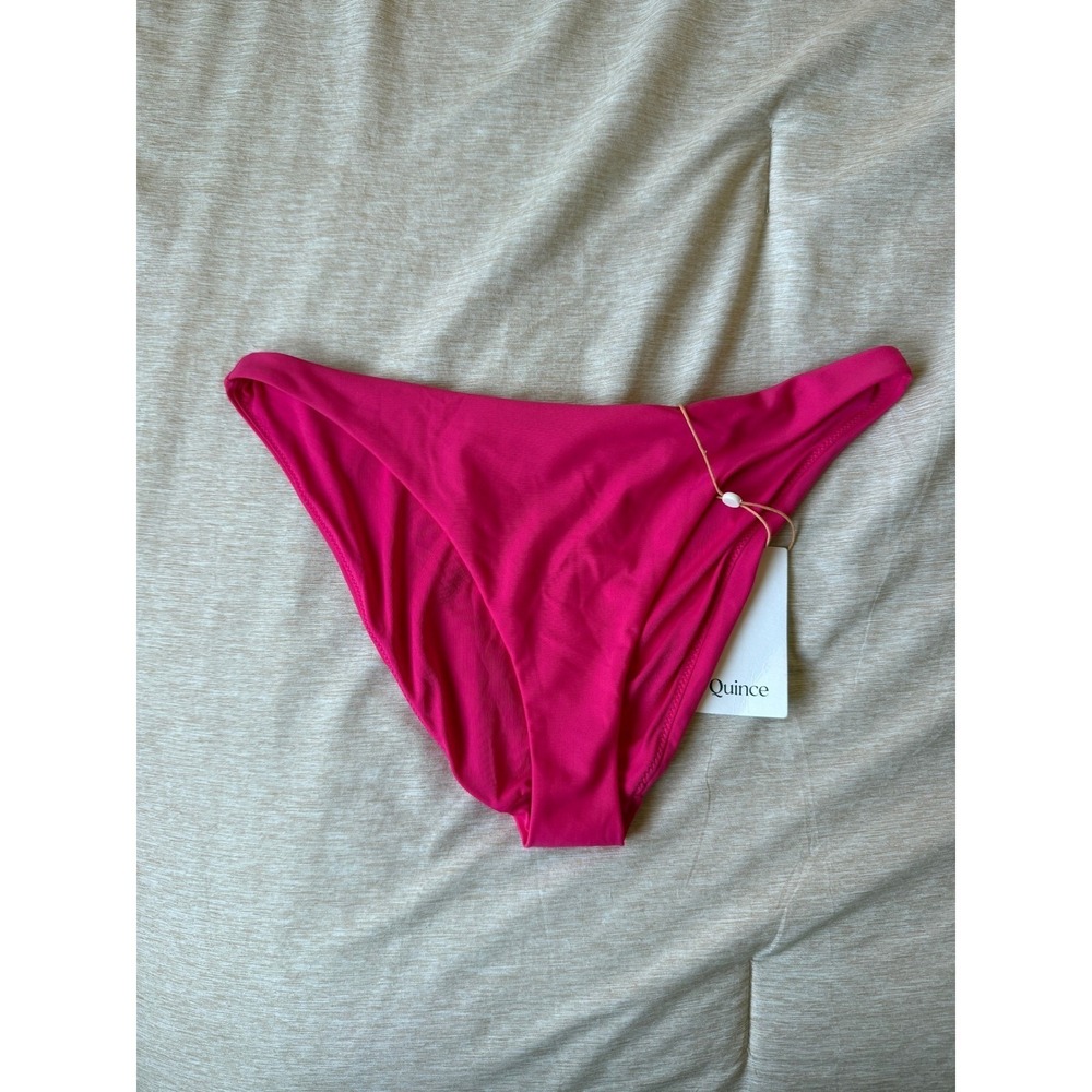 quince italian low rise bikini bottom hot pink, women size medium